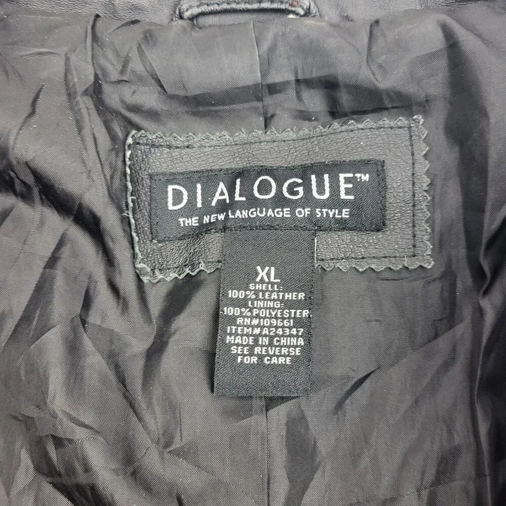 Dialogue Womens 100% Leather Jacket Blazer Button Coat Size XL